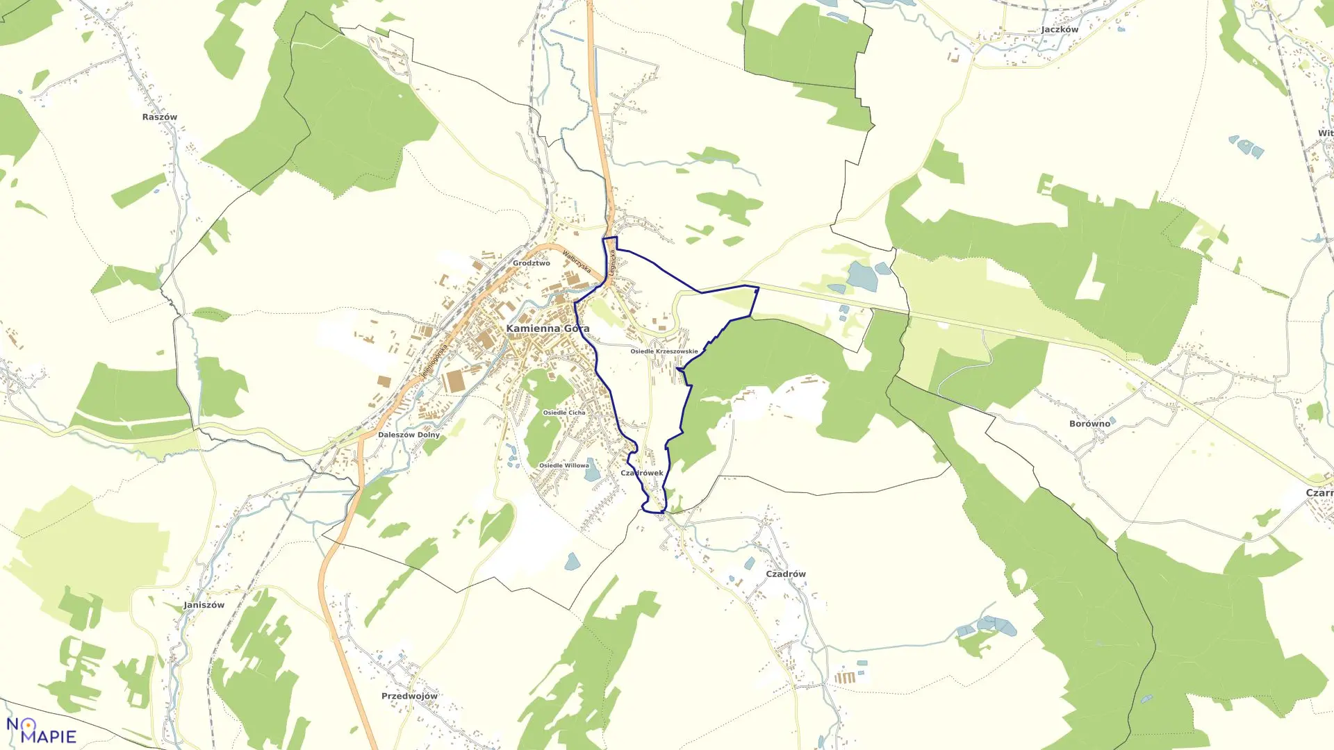 Mapa obrębu Kamienna Góra-7 w mieście Kamienna Góra